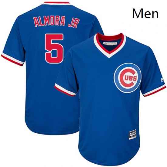 Mens Majestic Chicago Cubs 5 Albert Almora Jr Replica Royal Blue Cooperstown Cool Base MLB Jersey